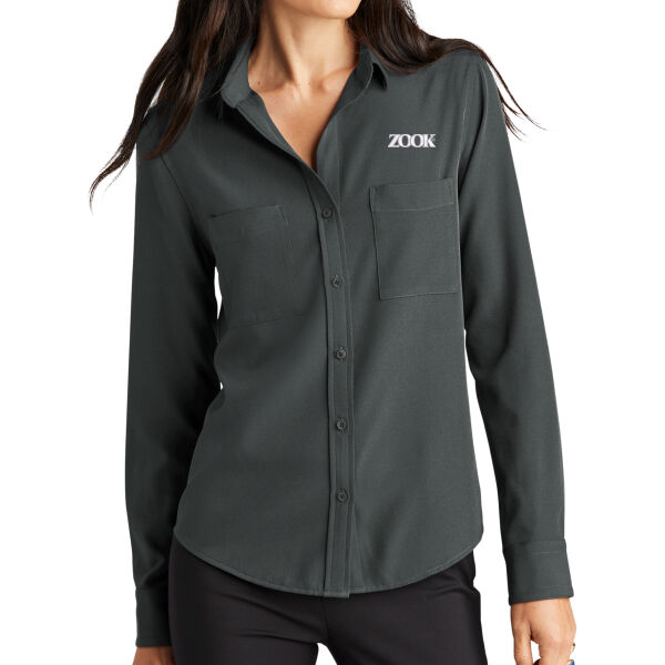 Zook Embroidered - Women's Stretch Crepe Long Sleeve Camp Thumbnail